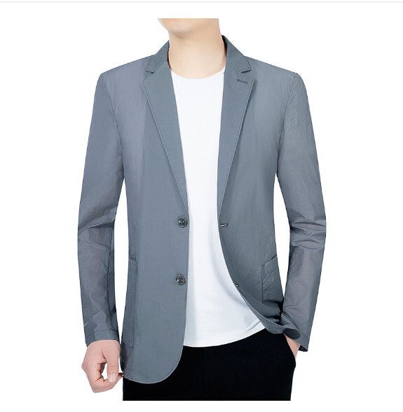 商務休閒西服上衣外套【M-4XL】【灰色】 (下單後聯絡客服確認發貨尺碼) #H246018202