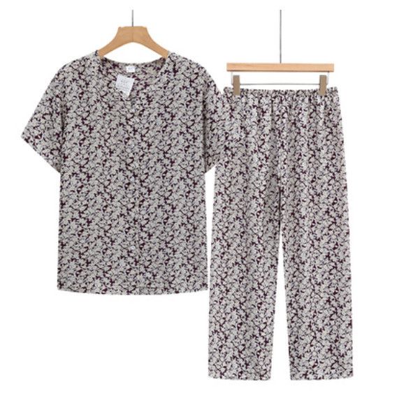 夏季中老年棉綢睡衣套裝（8號色）【尺碼：XL-3XL】【下單後聯絡客服確認發貨尺碼】F203013366