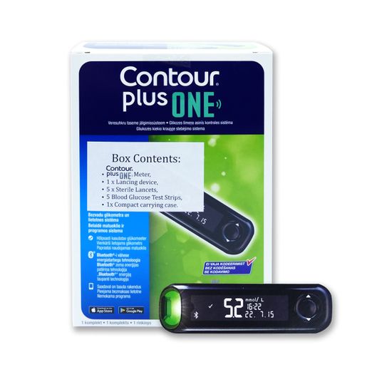 Contour, Contour®Plus ONE Meter Set (Blood Glucose 1 Kit＋Blood Test Strip  50's + Microlet Lancet 200's)