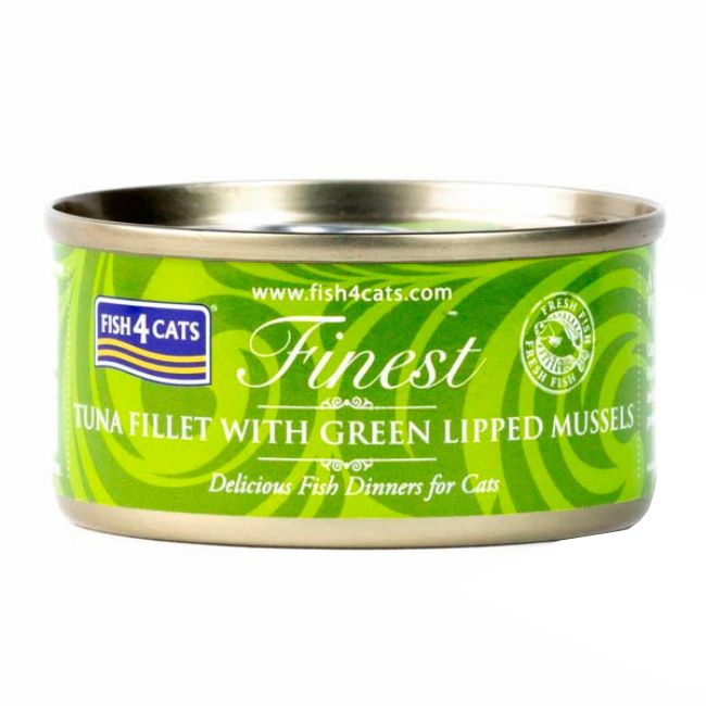 FISH4CATS Finest Canned Wet Food for Cats (Tuna Fillet with Green
